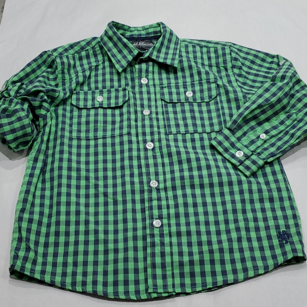 English Laundry Green Plaid Gingham Shirt sz 5